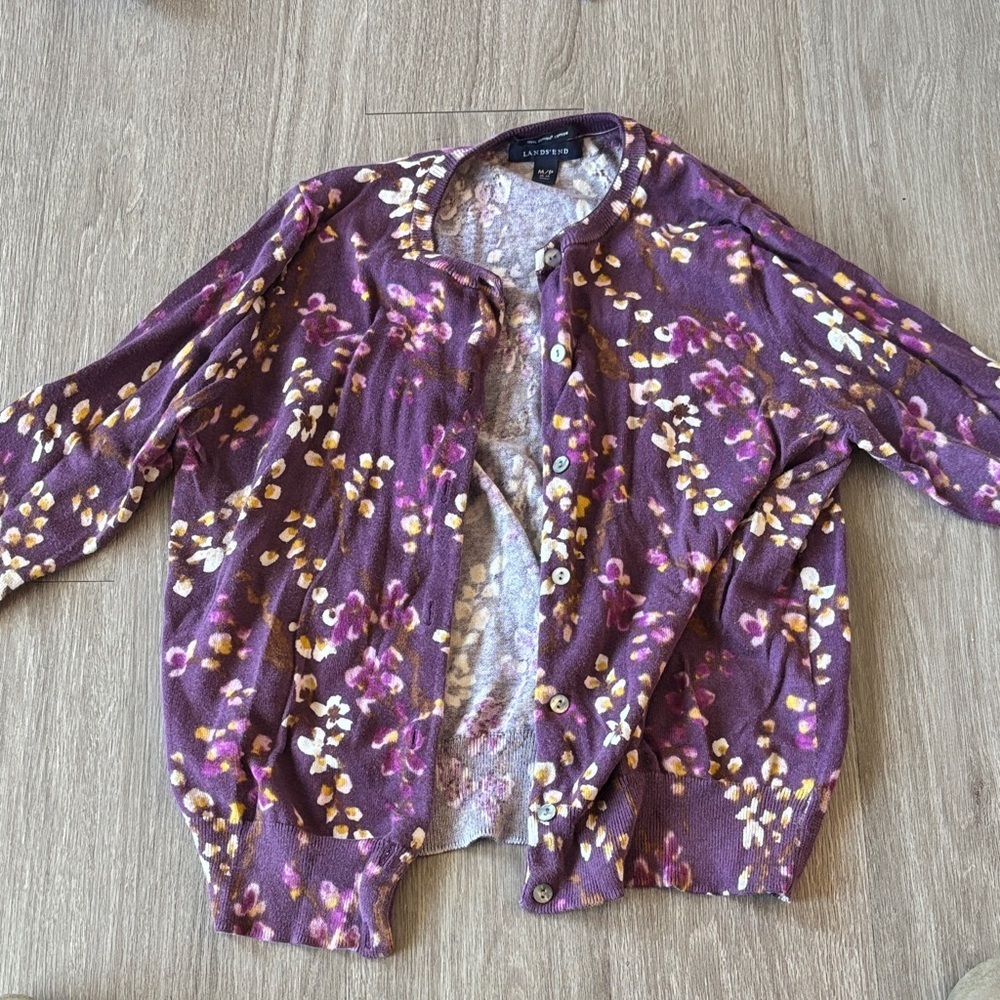 Talbots Purple and Yellow Floral Jacket